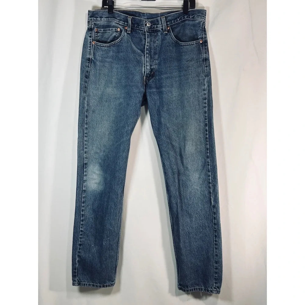 Levis 505 Regular Fit‎ Straight Leg Jeans Mens 36x34 Blue Denim Medium Wash